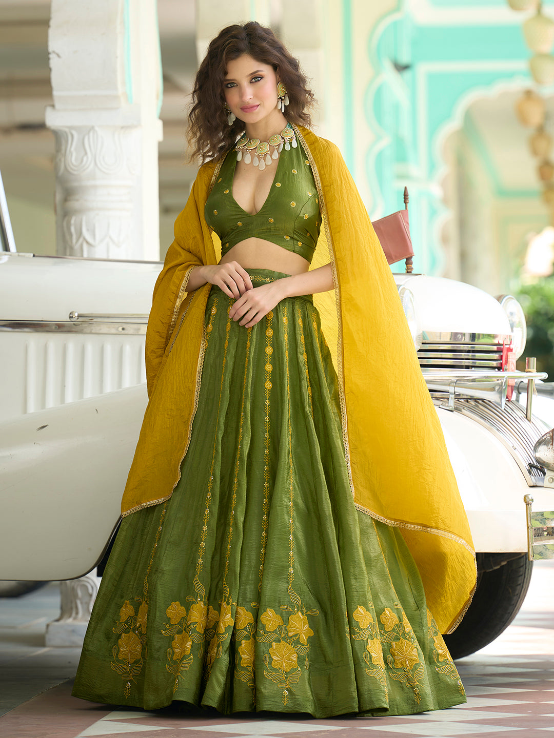 Women  Art Silk Embroidered Lehengas