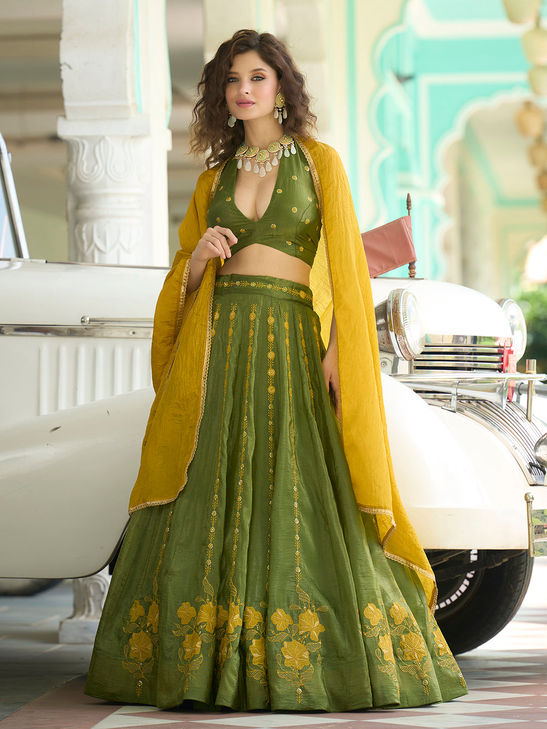 Women  Art Silk Embroidered Lehengas