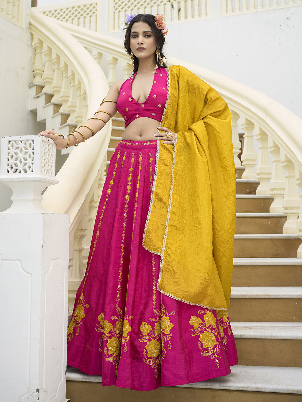Women  Art Silk Embroidered Lehengas