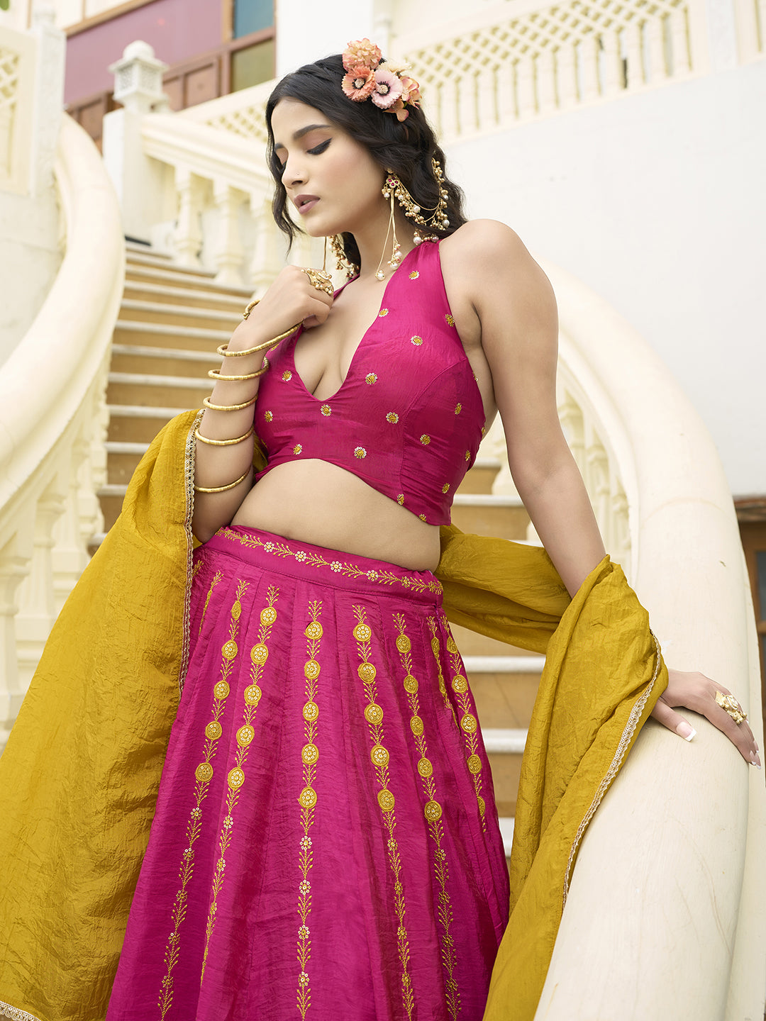 Women  Art Silk Embroidered Lehengas