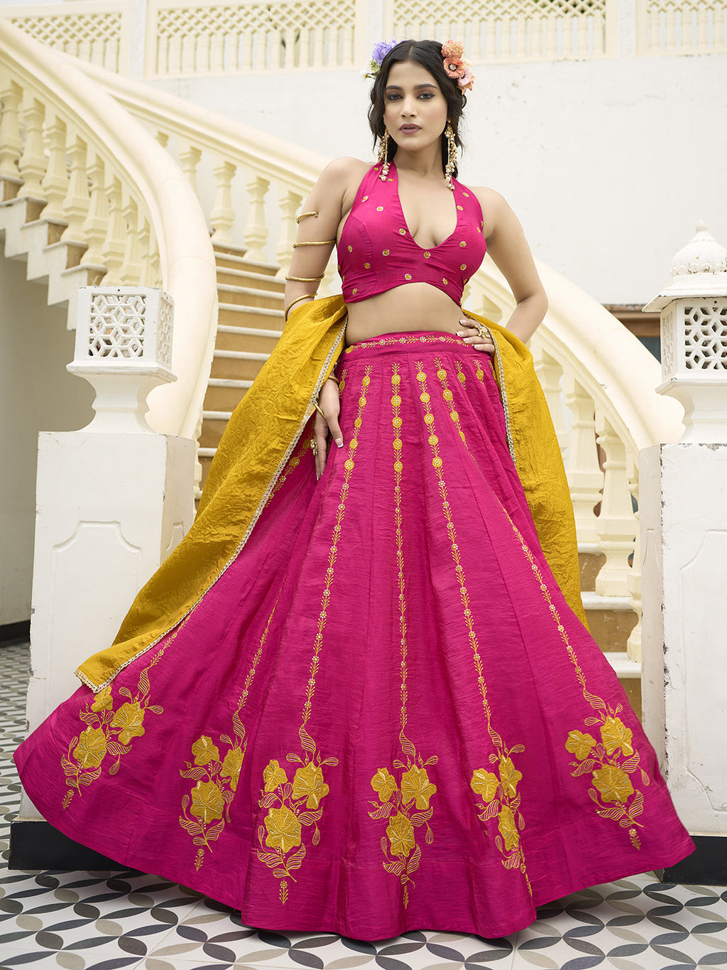 Women  Art Silk Embroidered Lehengas