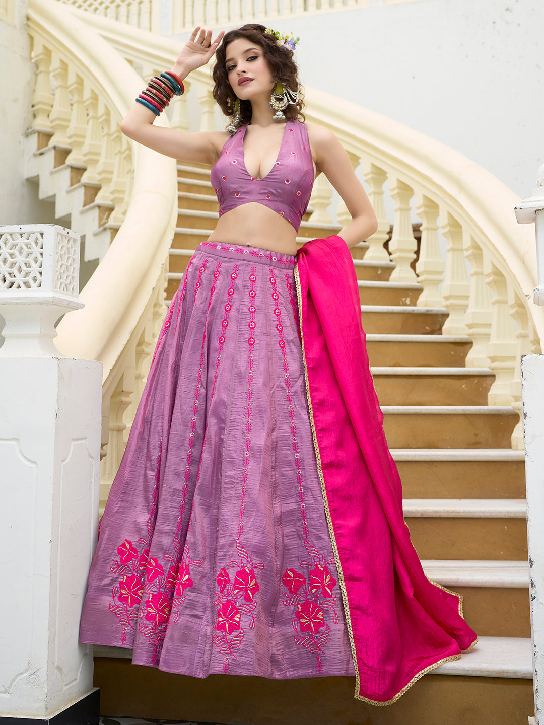 Women  Art Silk Embroidered Lehengas