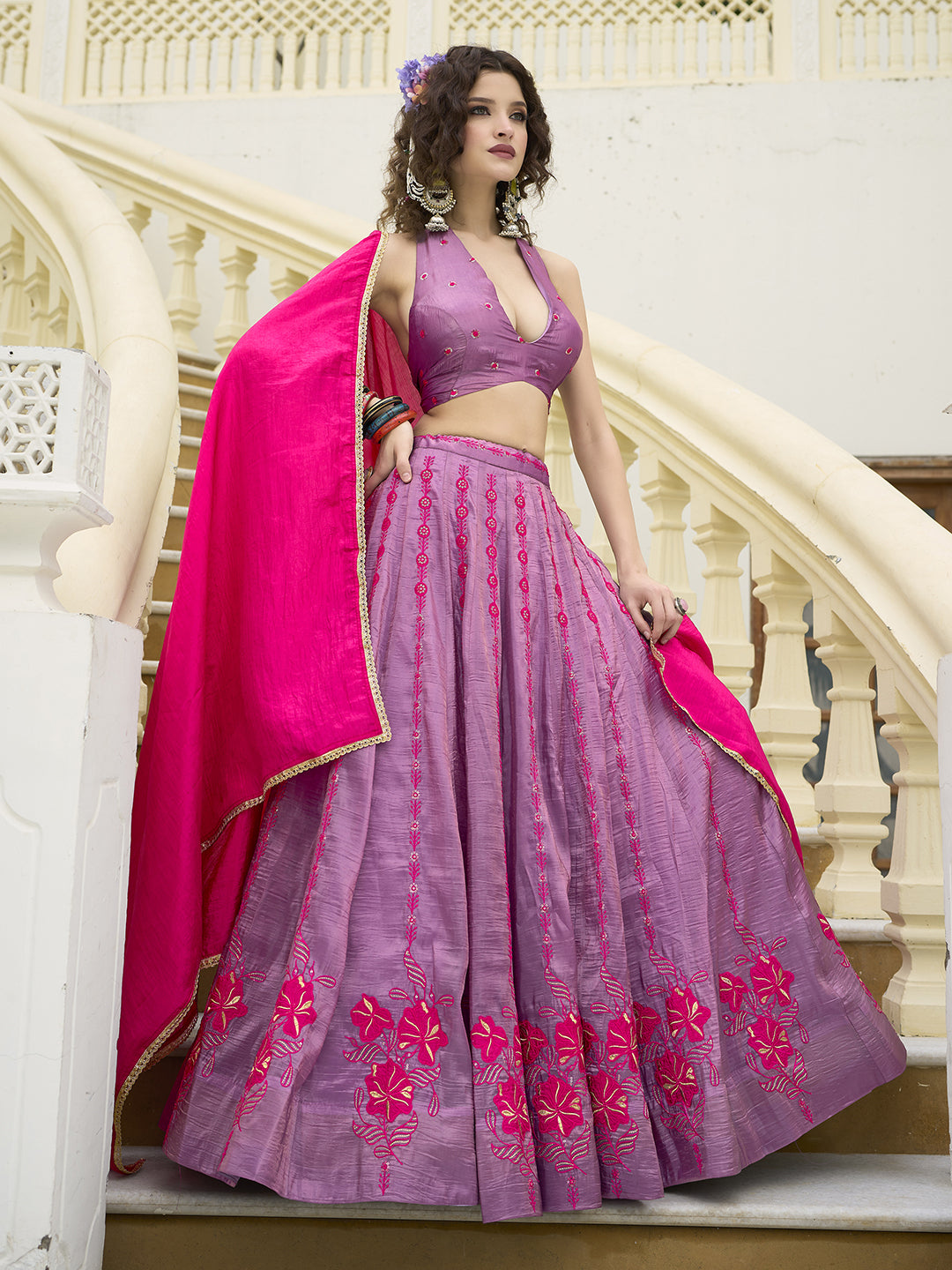 Women  Art Silk Embroidered Lehengas