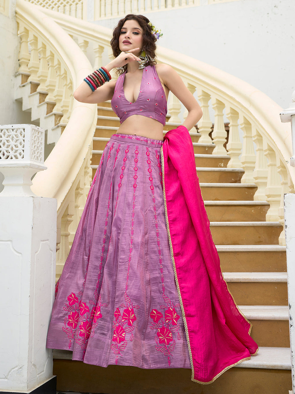 Women  Art Silk Embroidered Lehengas