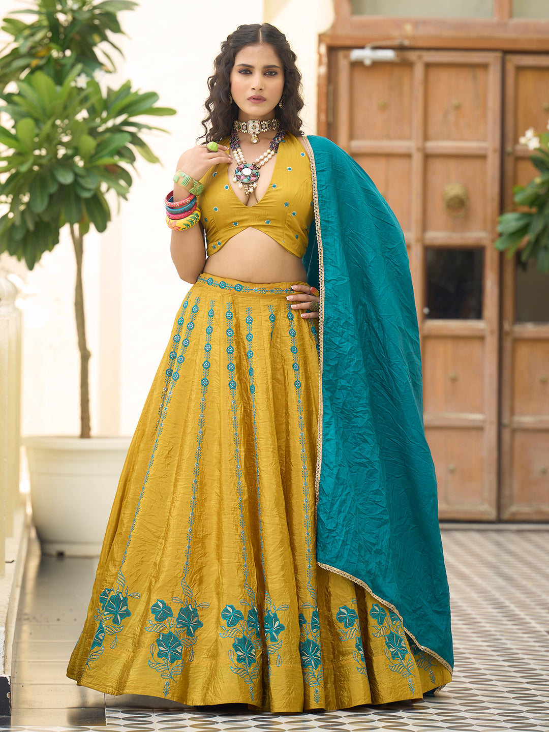 Women  Art Silk Embroidered Lehengas