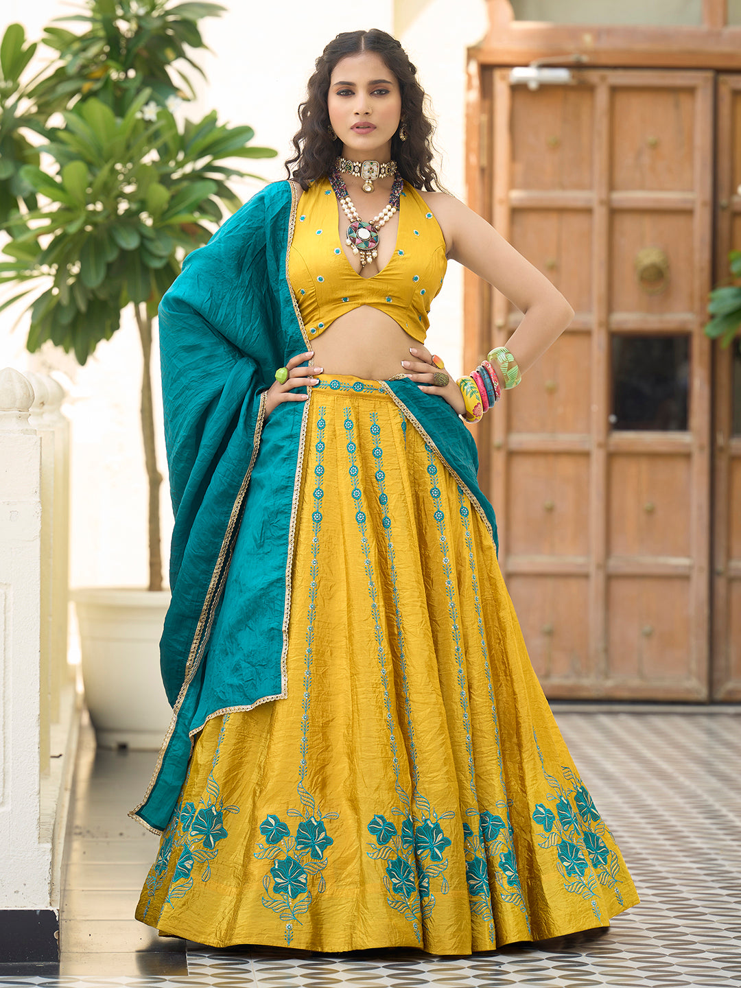 Women  Art Silk Embroidered Lehengas