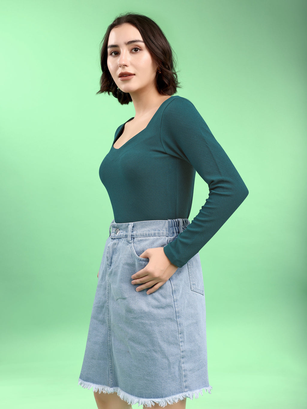 Full Sleeve Straight Solid Top
