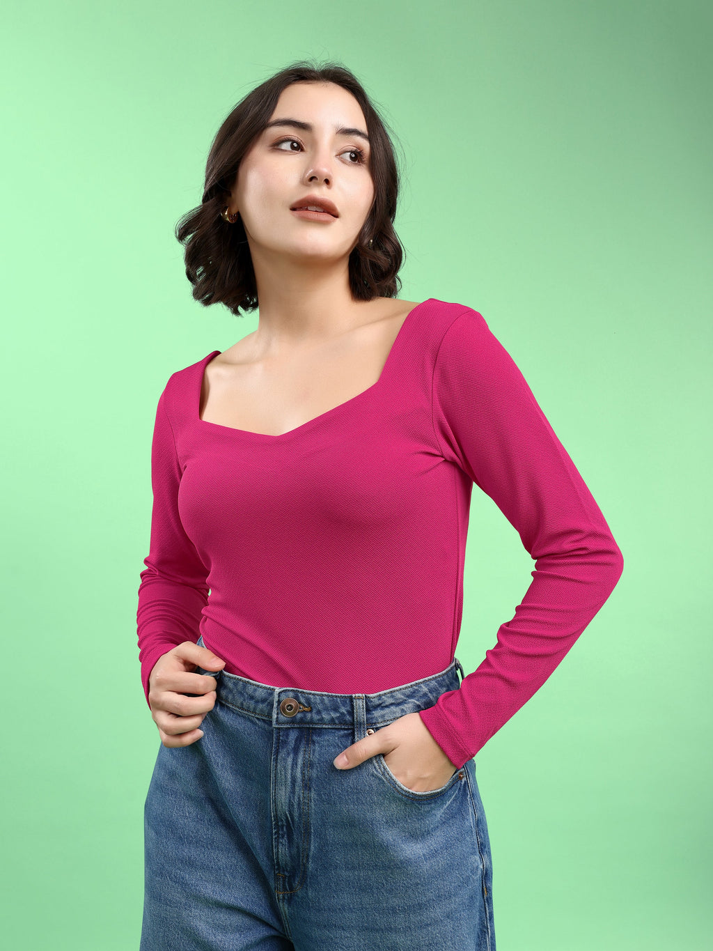 Full Sleeve Straight Solid Top