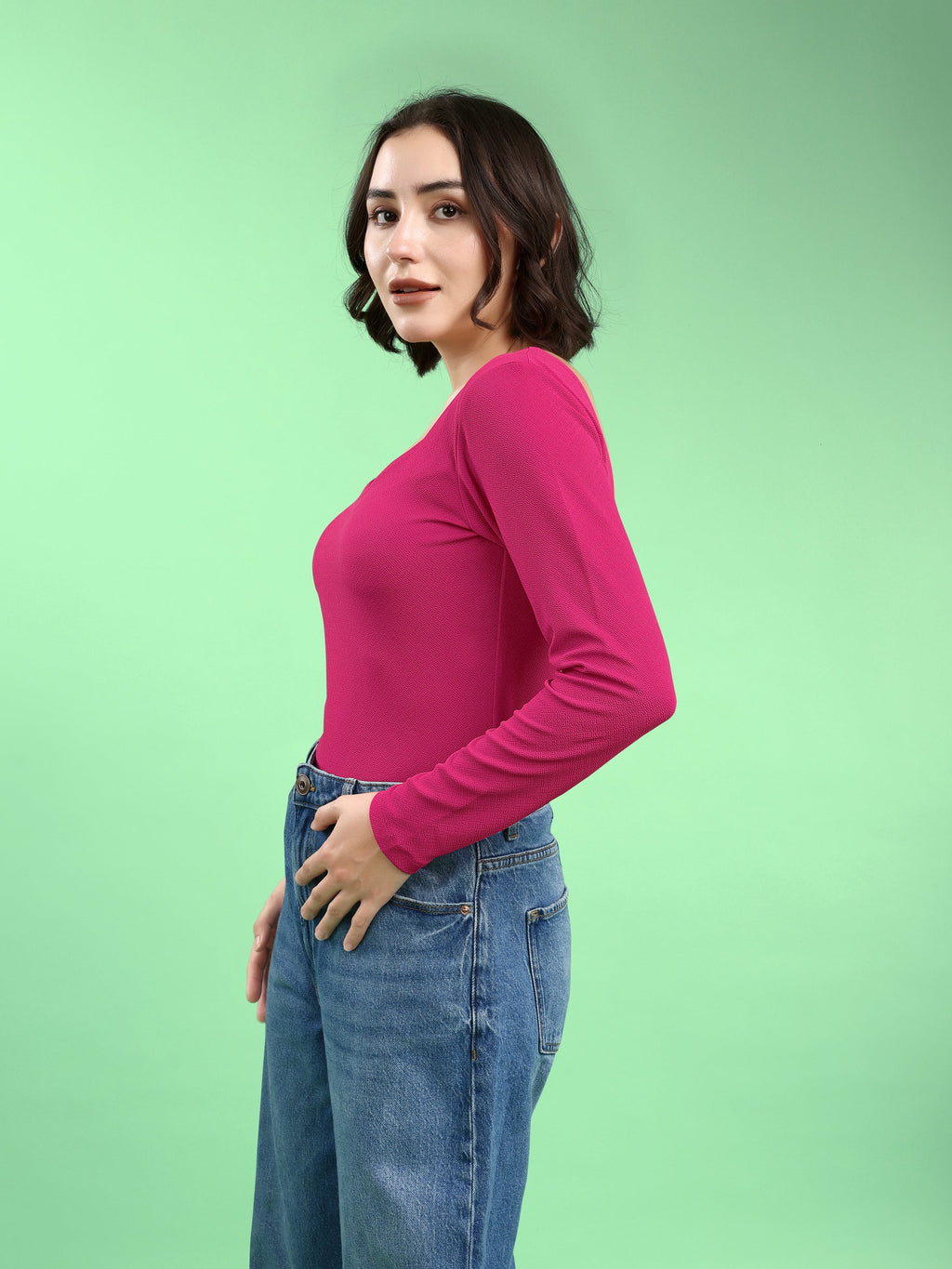 Full Sleeve Straight Solid Top