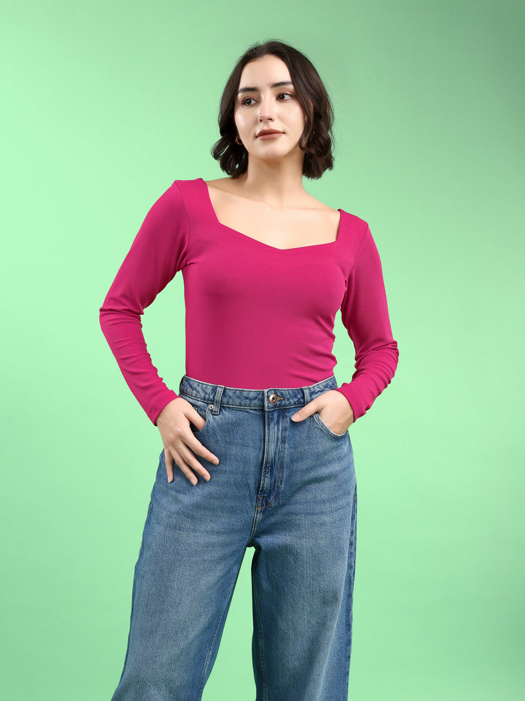 Full Sleeve Straight Solid Top