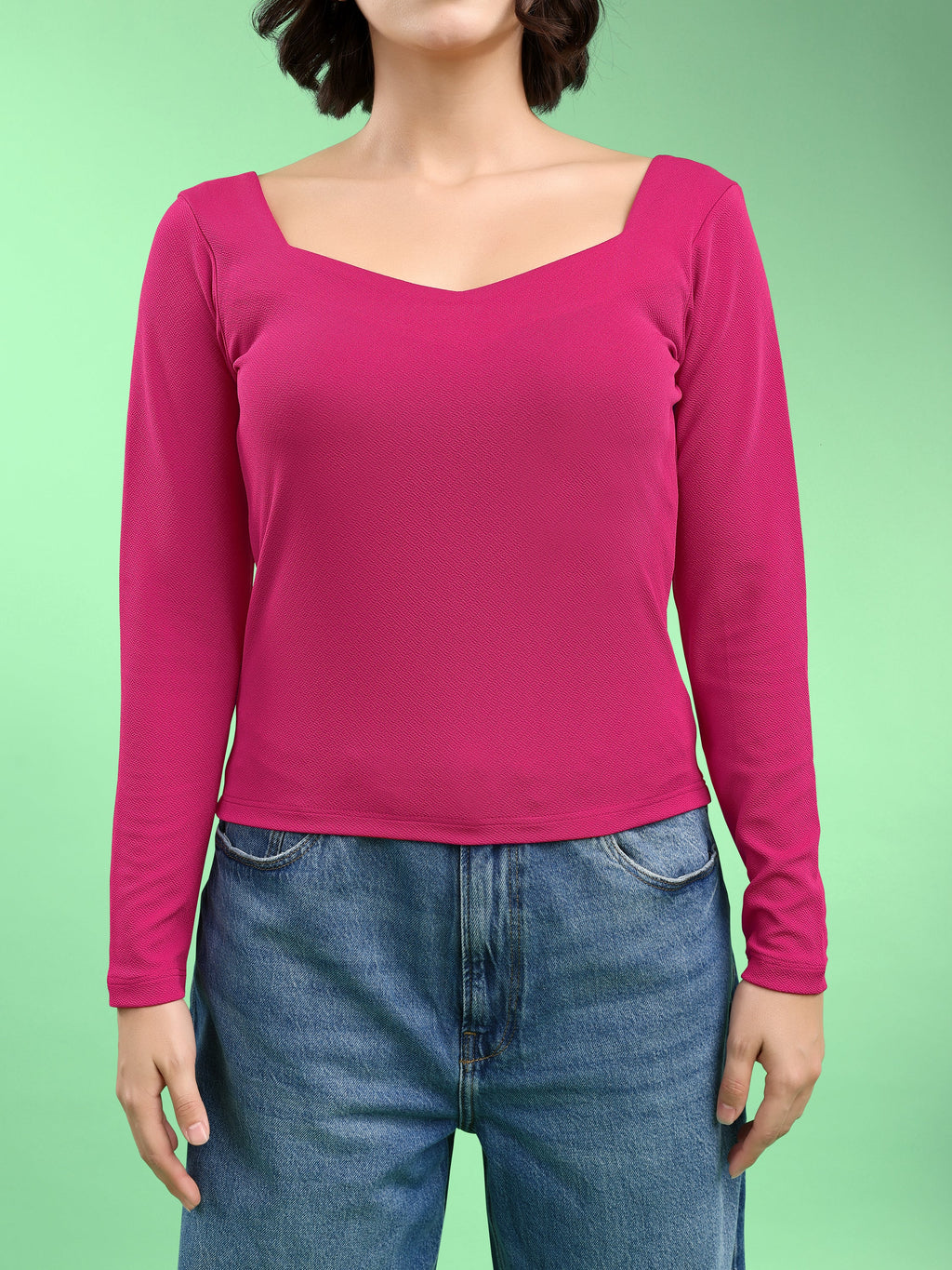 Full Sleeve Straight Solid Top