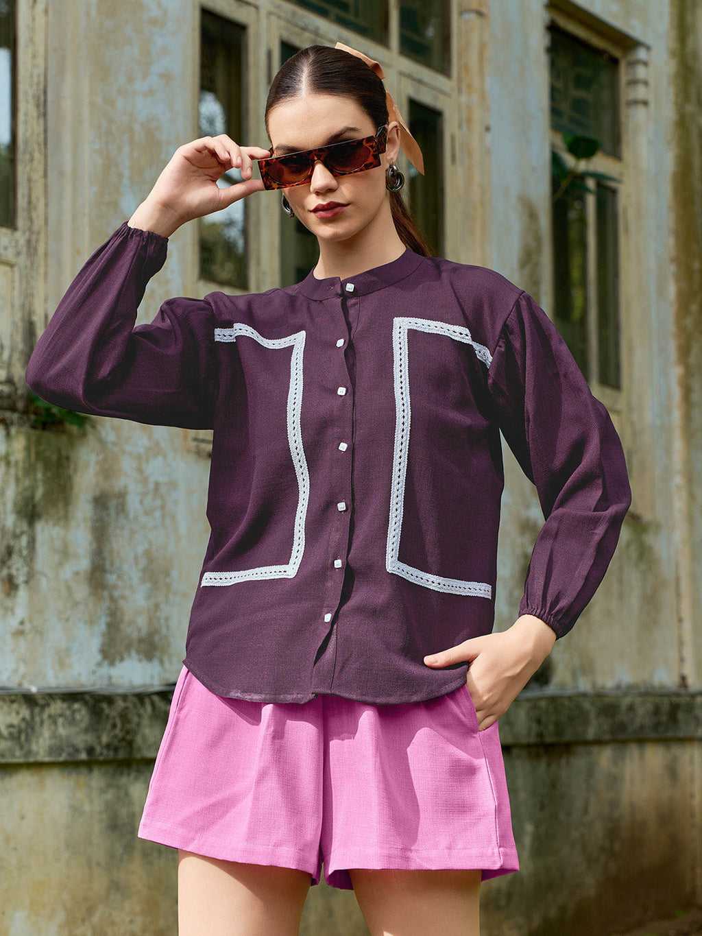 Mandarin Collar Linen Shirt