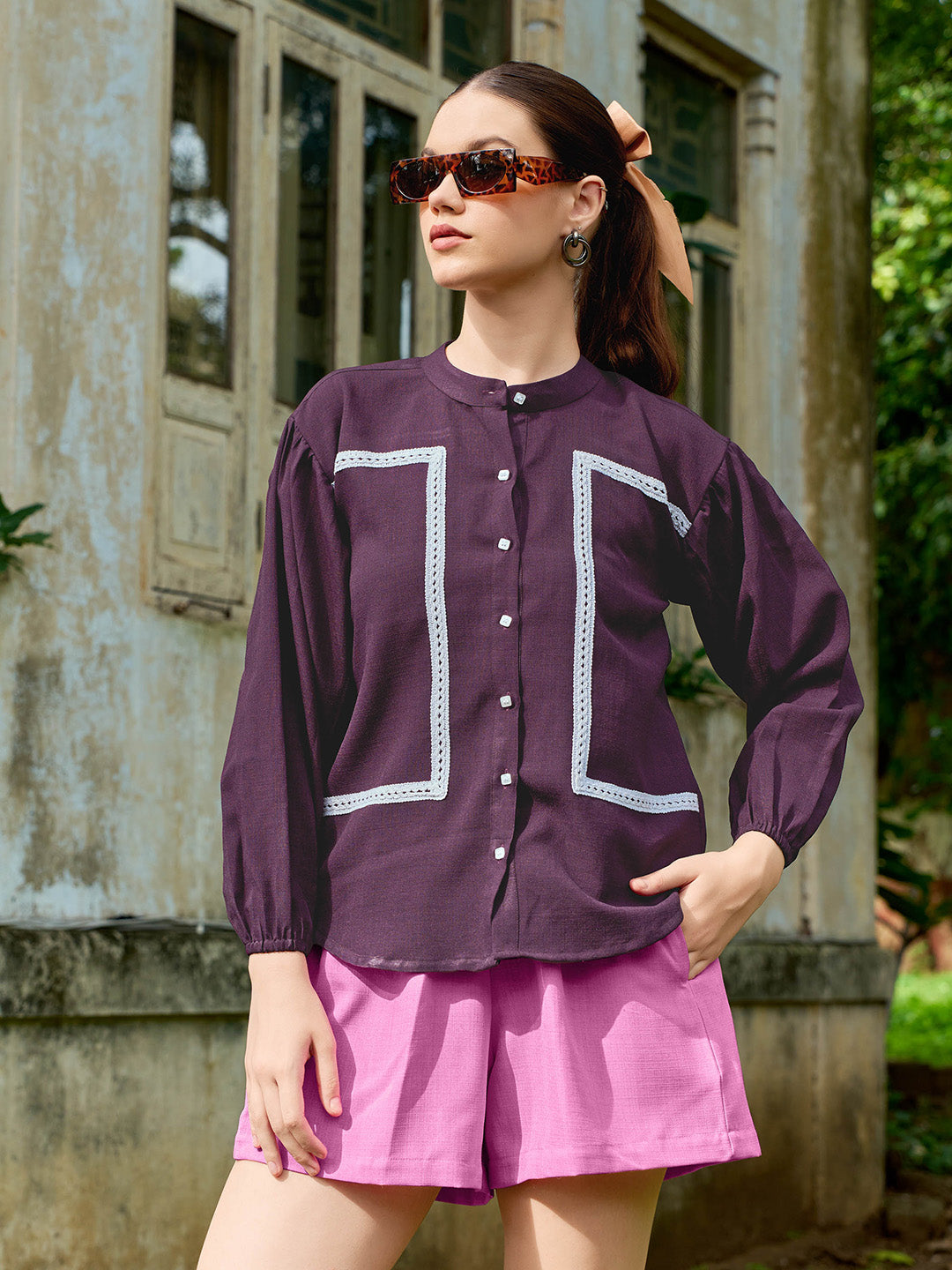 Mandarin Collar Linen Shirt