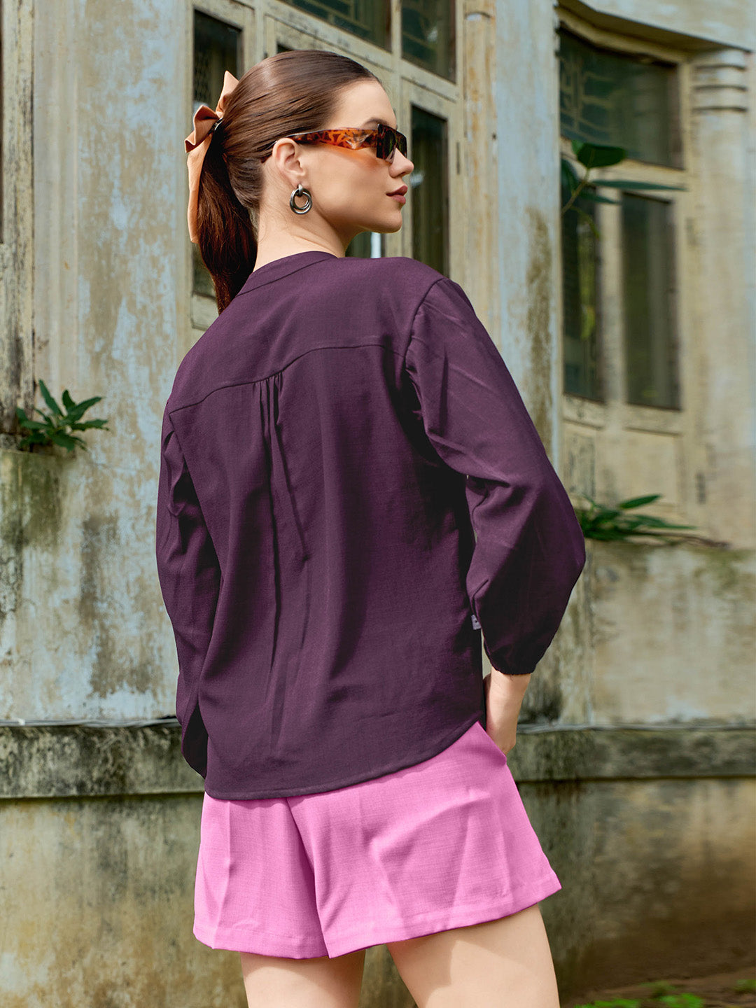 Mandarin Collar Linen Shirt