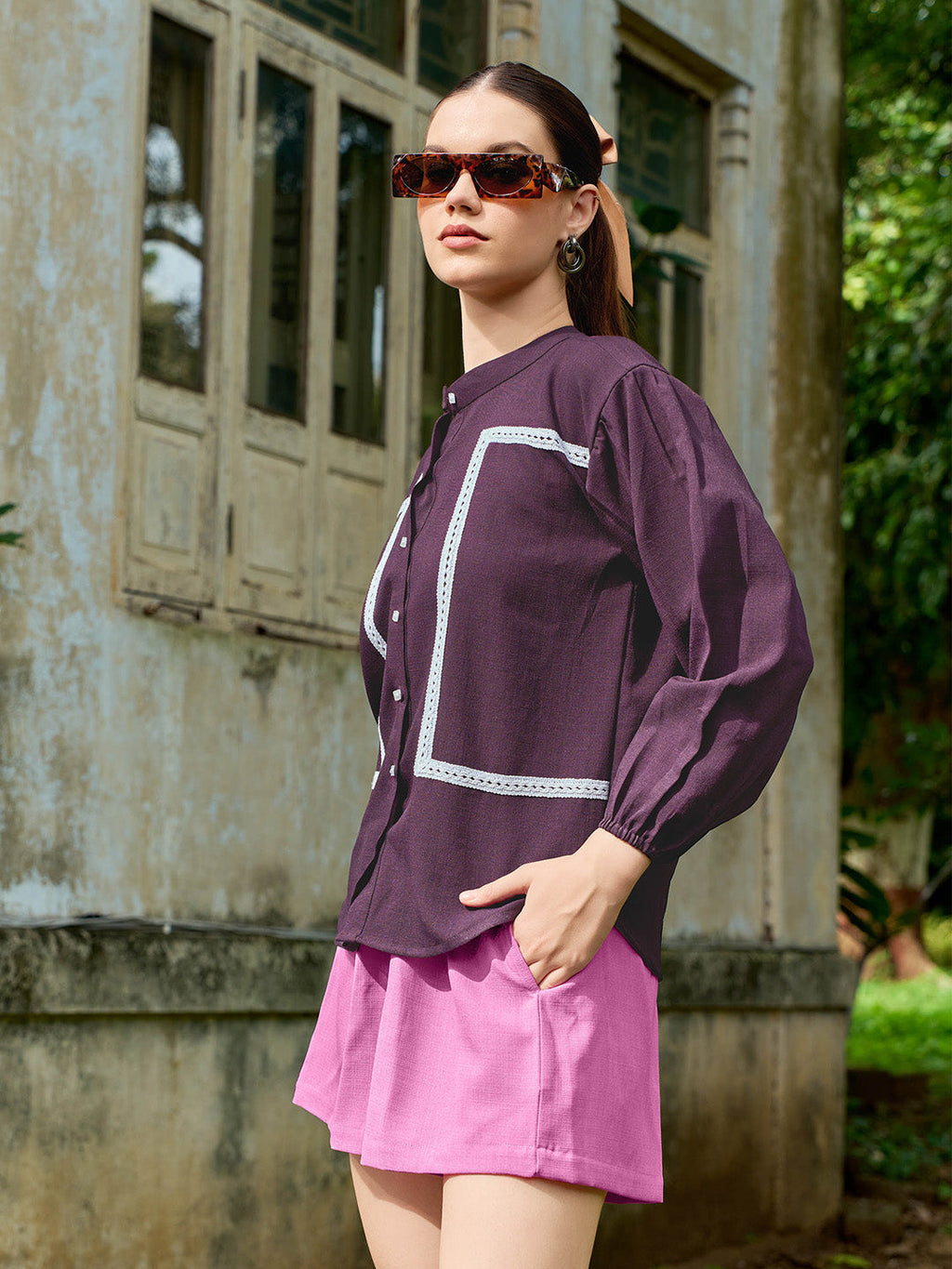 Mandarin Collar Linen Shirt