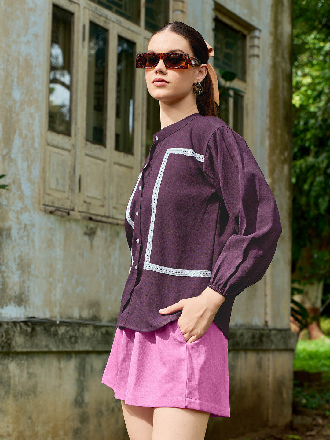 Mandarin Collar Linen Shirt
