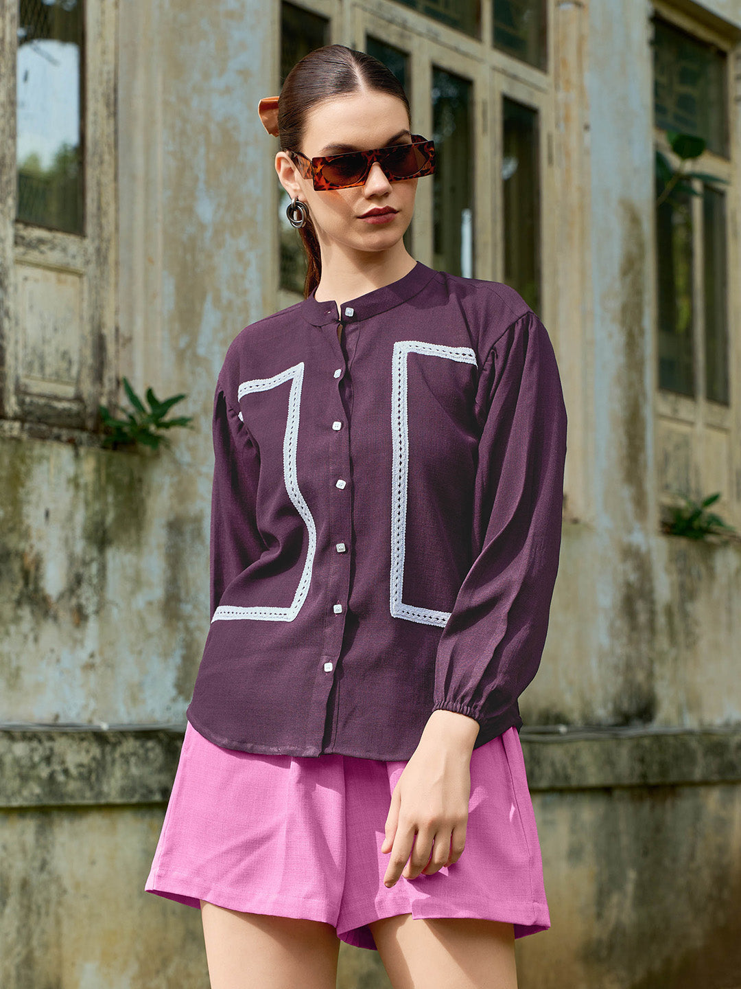 Mandarin Collar Linen Shirt