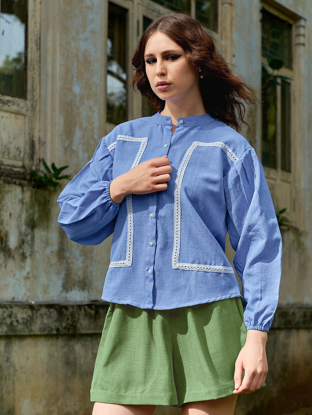 Mandarin Collar Linen Shirt