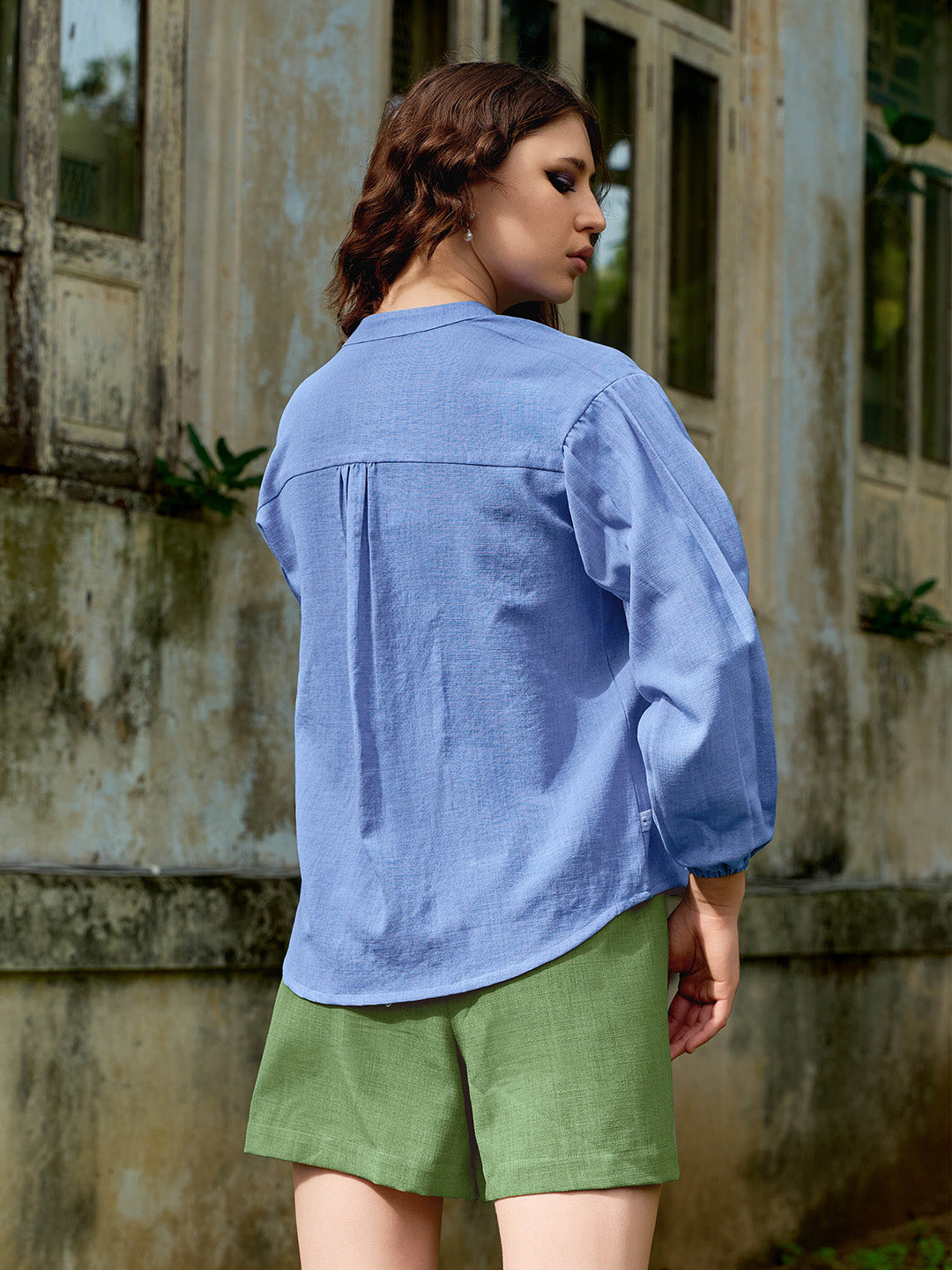 Mandarin Collar Linen Shirt