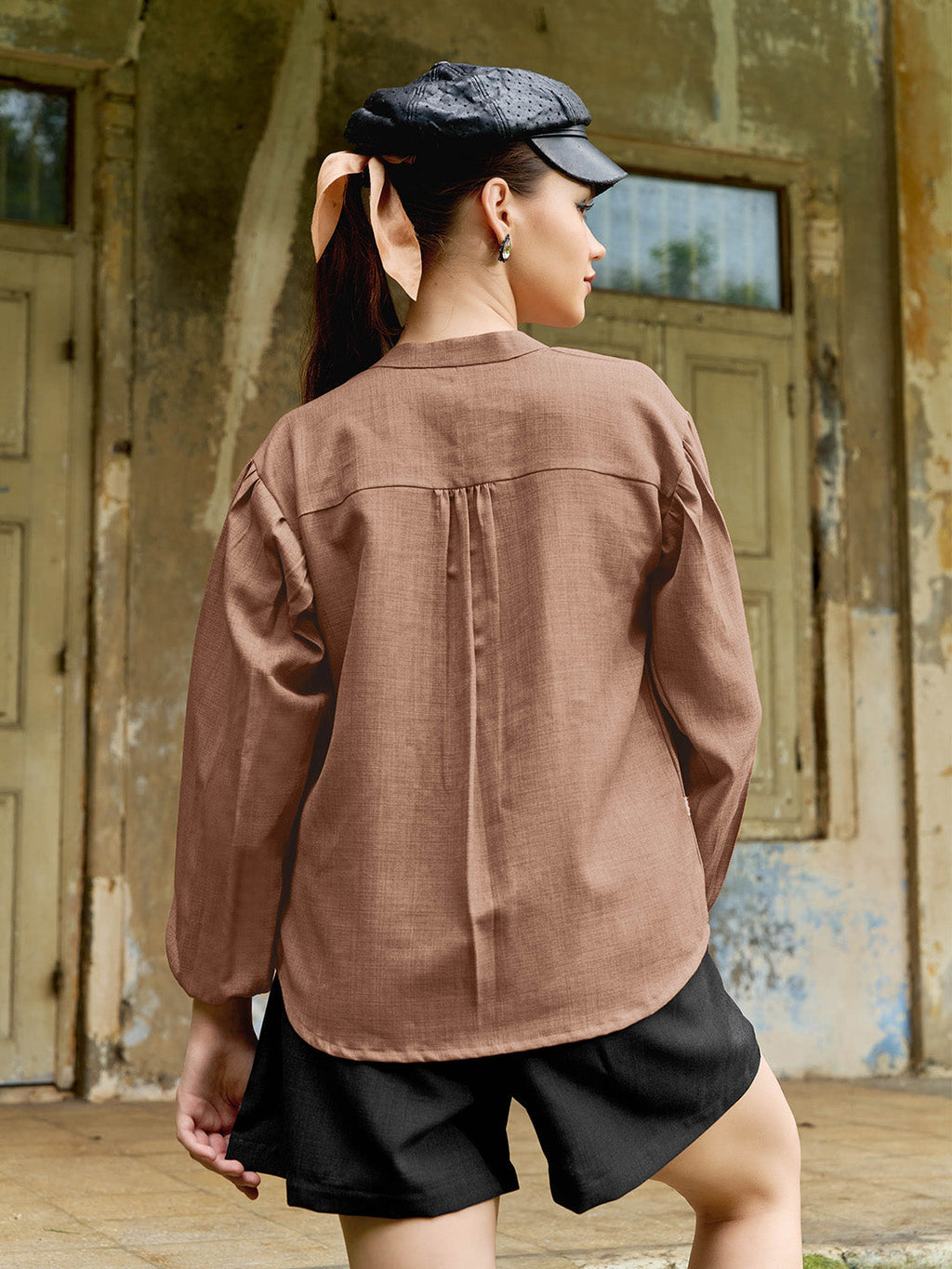 Mandarin Collar Linen Shirt