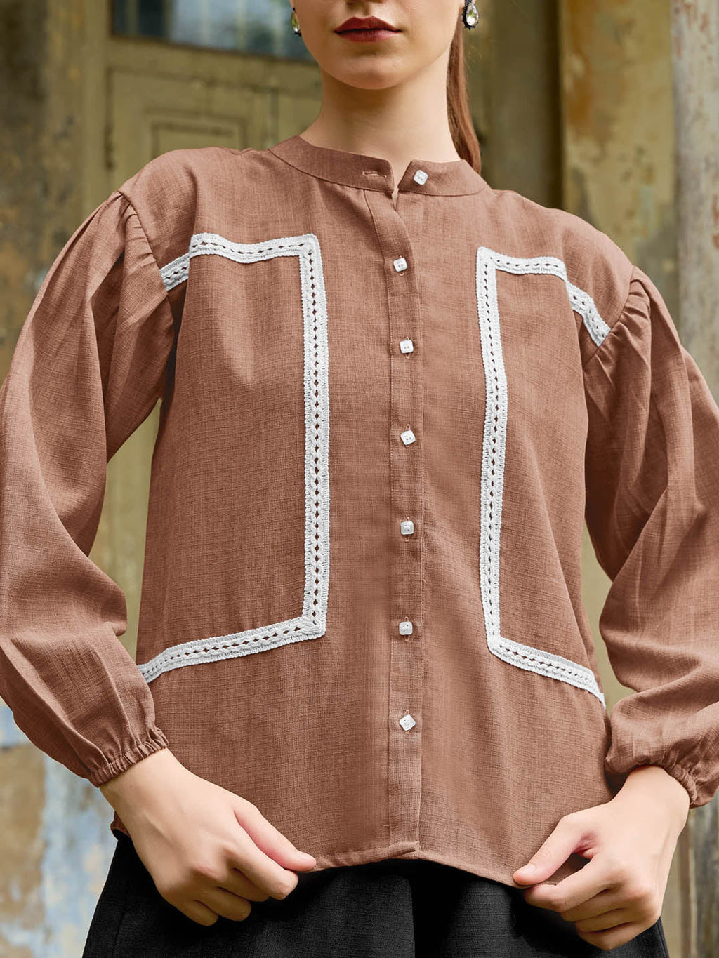 Mandarin Collar Linen Shirt