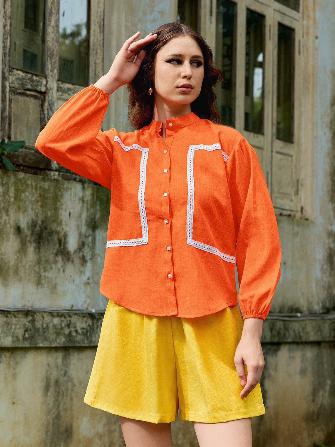 Mandarin Collar Linen Shirt