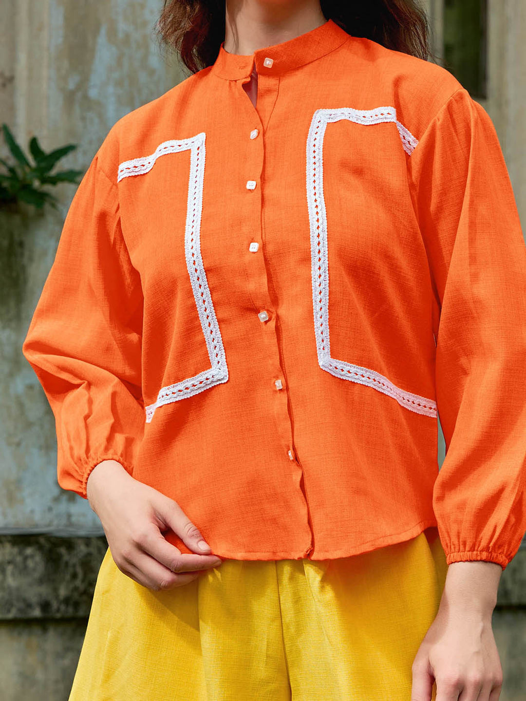 Mandarin Collar Linen Shirt