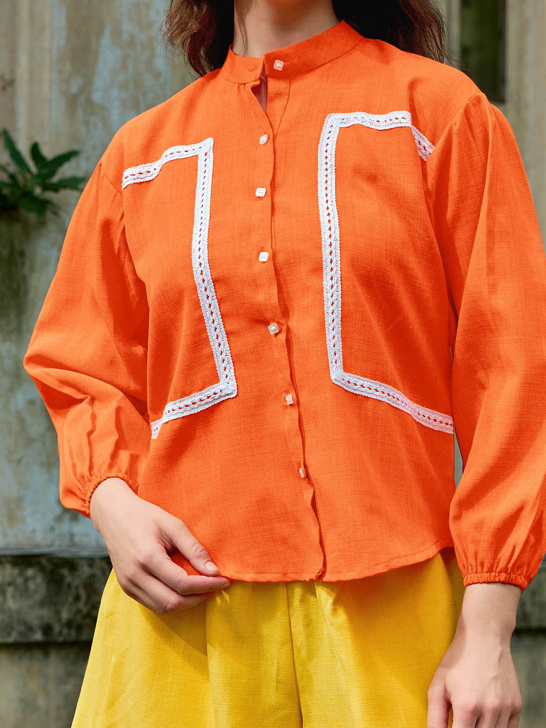 Mandarin Collar Linen Shirt