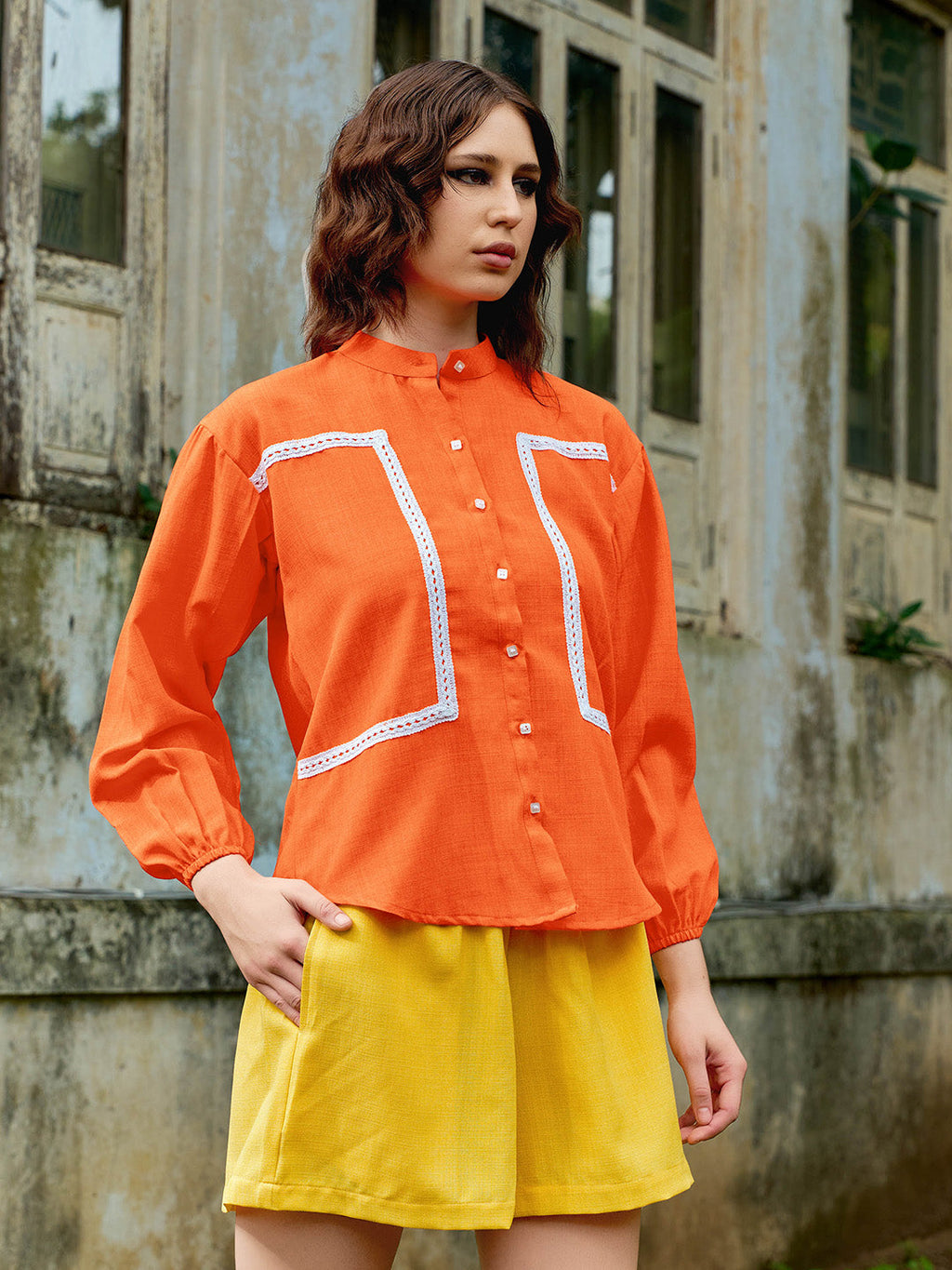 Mandarin Collar Linen Shirt