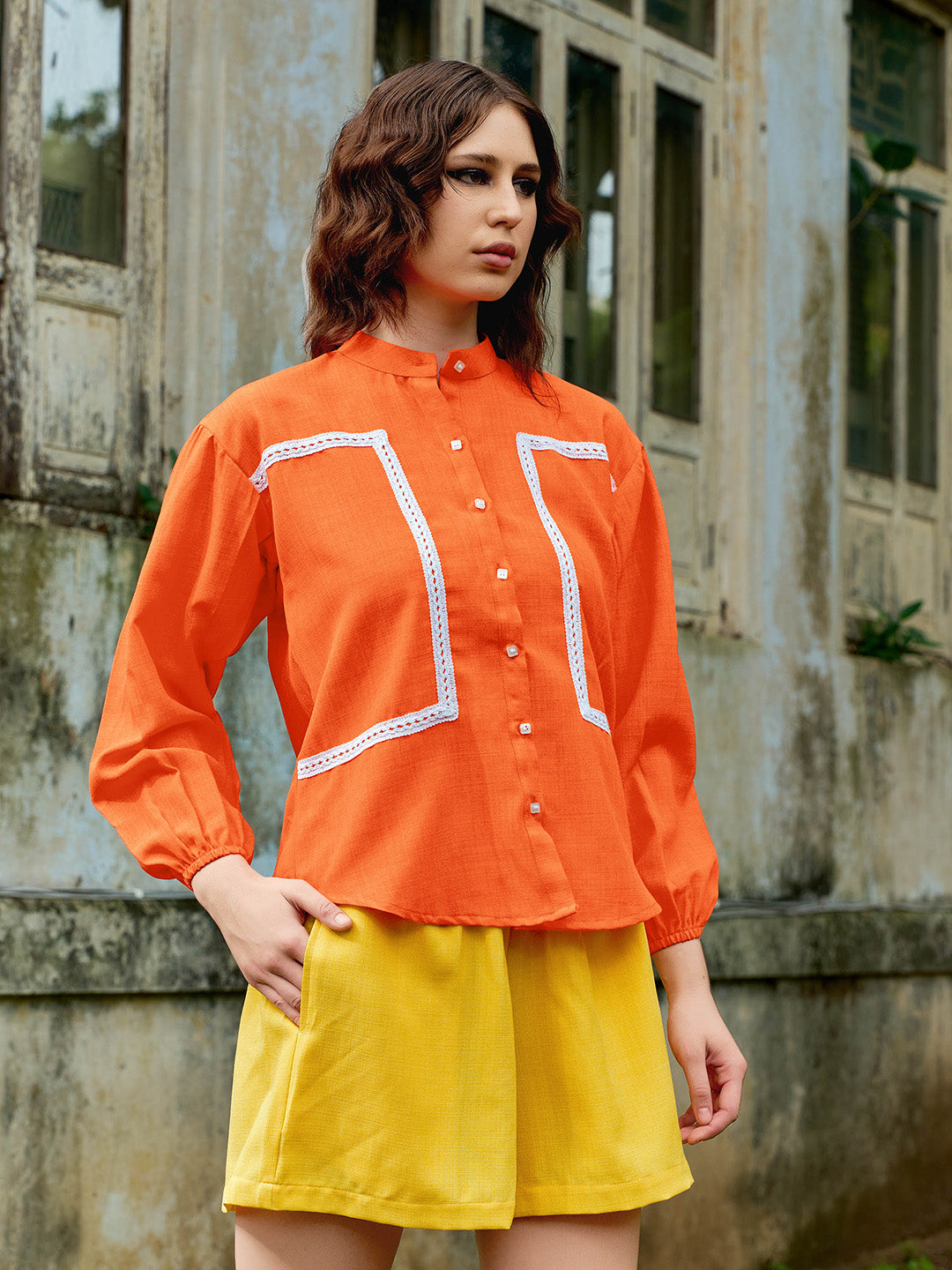 Mandarin Collar Linen Shirt