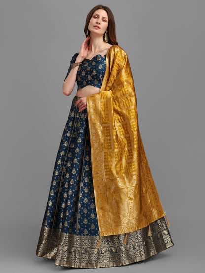 Women Self Design Rama Lehenga Choli