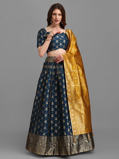 Women Self Design Rama Lehenga Choli