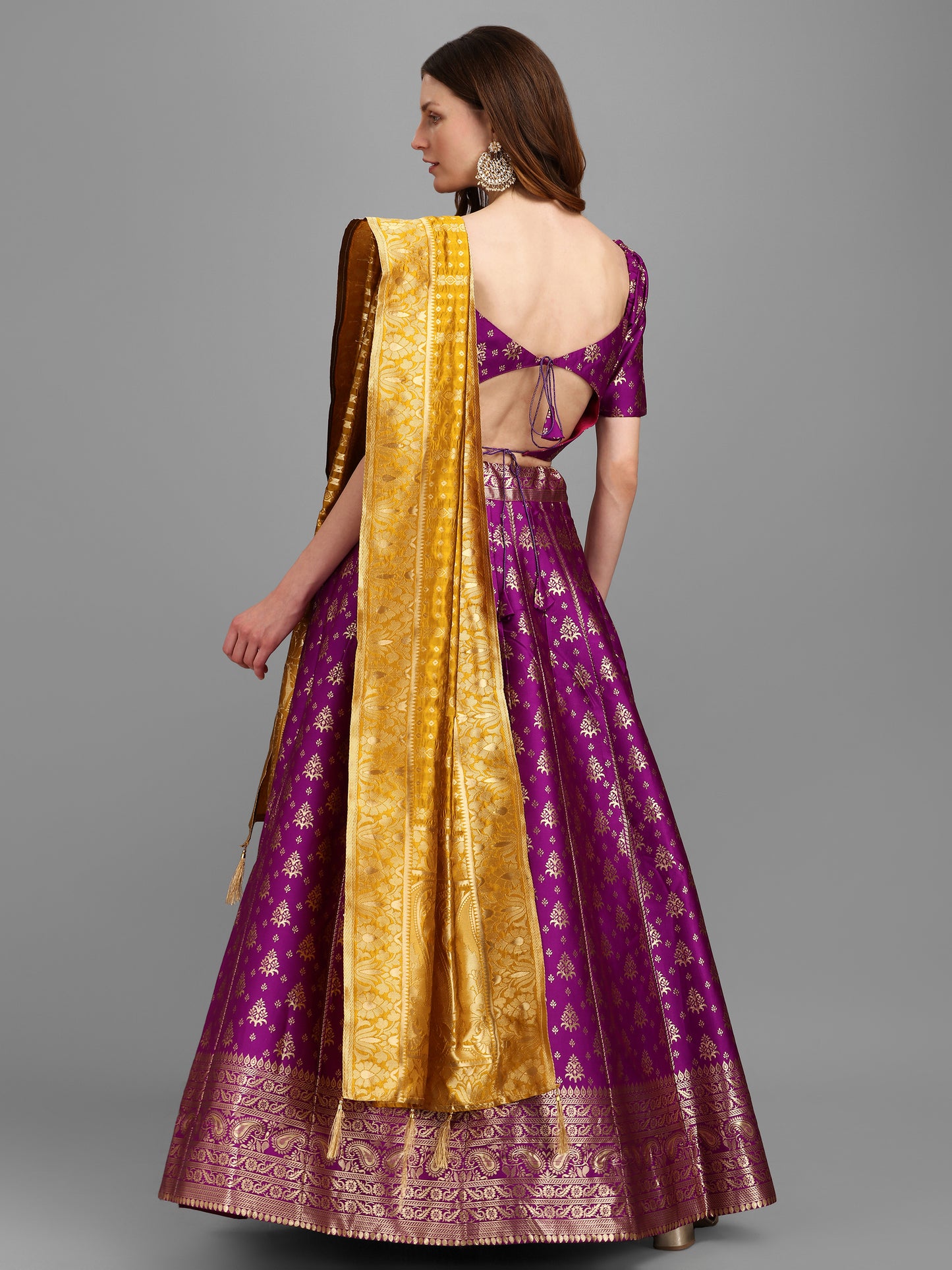 Women Self Design Purple Lehenga Choli