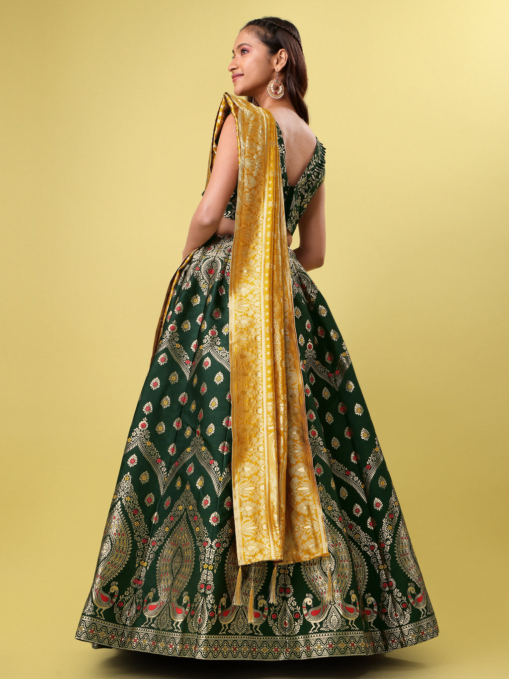 Women Green Printed Lehenga Choli
