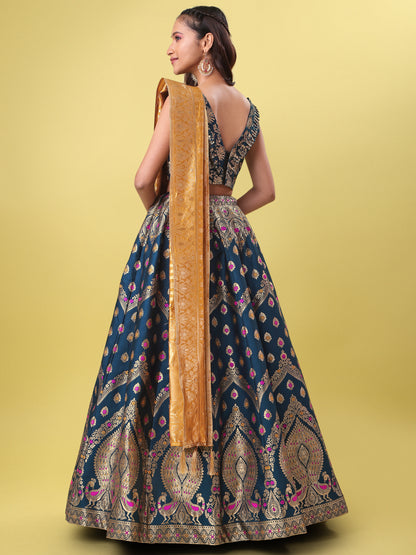 Women Rama Printed Lehenga Choli