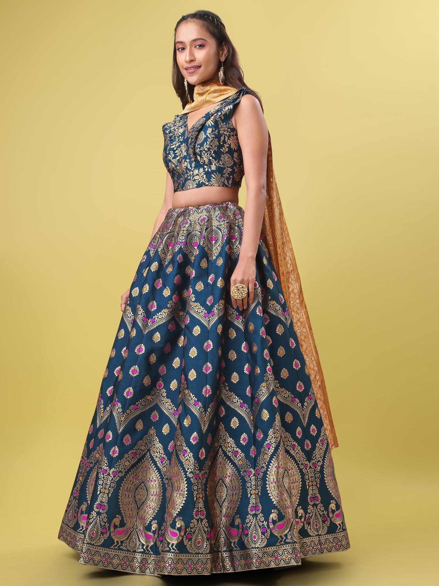 Women Rama Printed Lehenga Choli