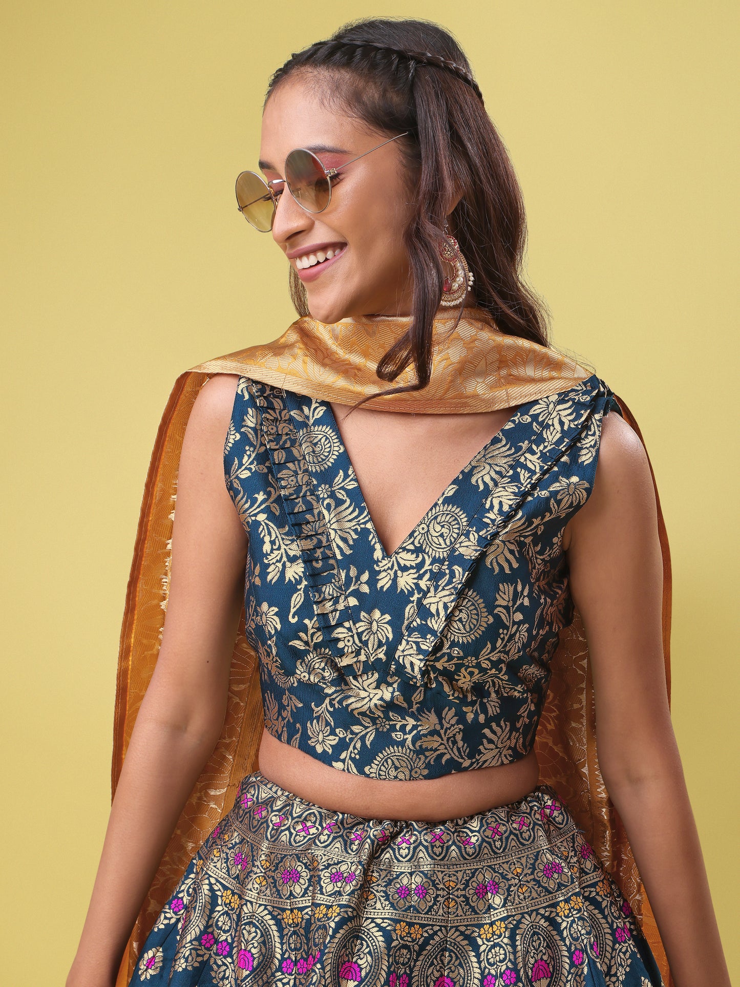 Women Rama Printed Lehenga Choli