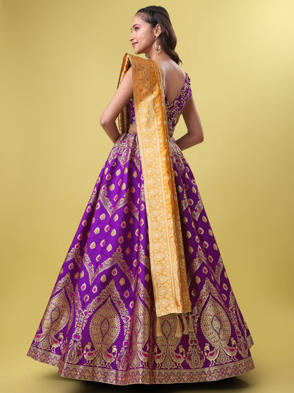 Women purple Printed Lehenga Choli