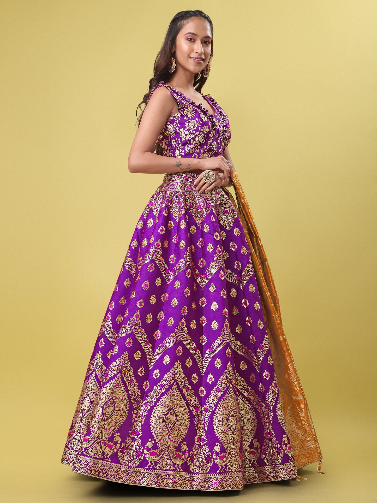 Women purple Printed Lehenga Choli