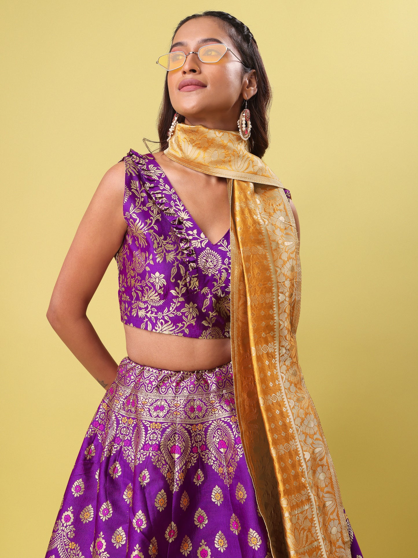 Women purple Printed Lehenga Choli