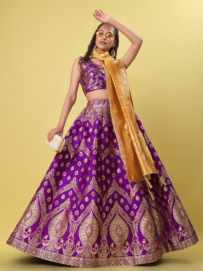 Women purple Printed Lehenga Choli