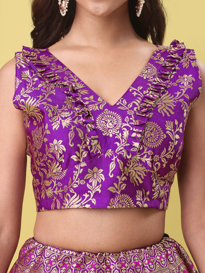 Women purple Printed Lehenga Choli