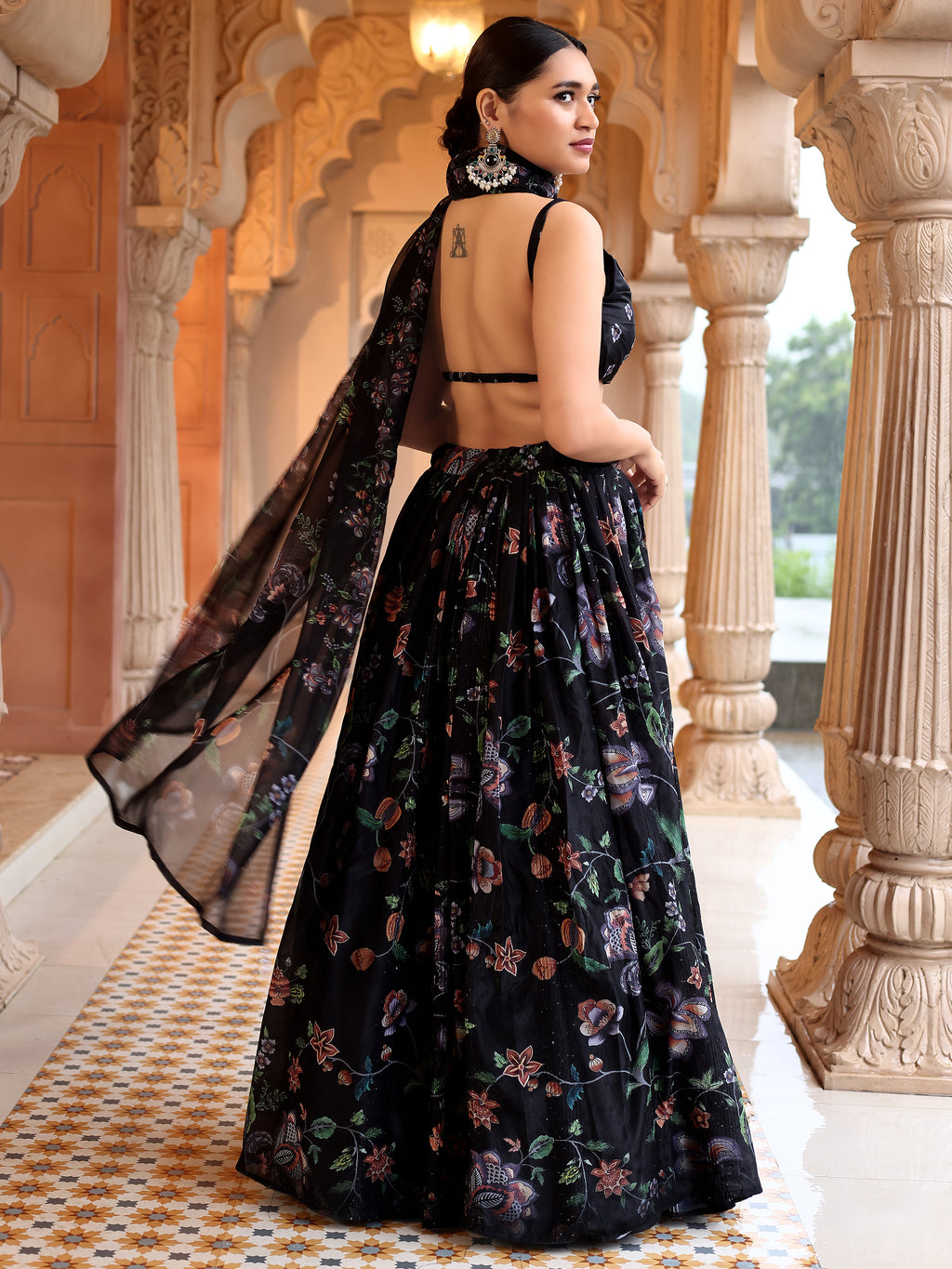 Ethnic Motifs And Embellished Black Lehenga Choli