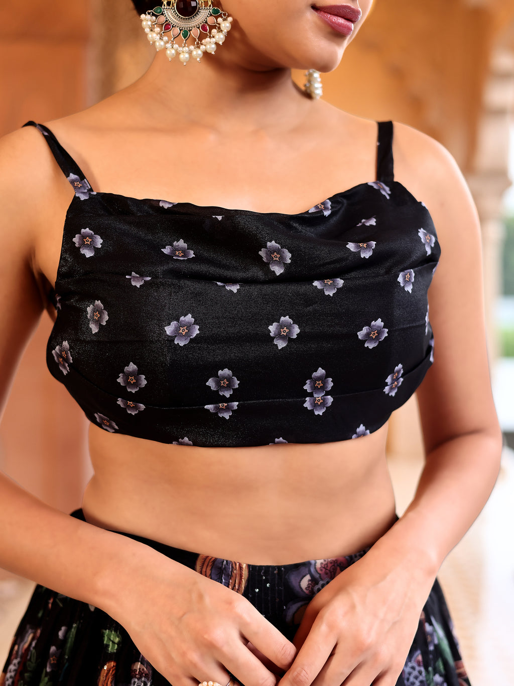 Ethnic Motifs And Embellished Black Lehenga Choli