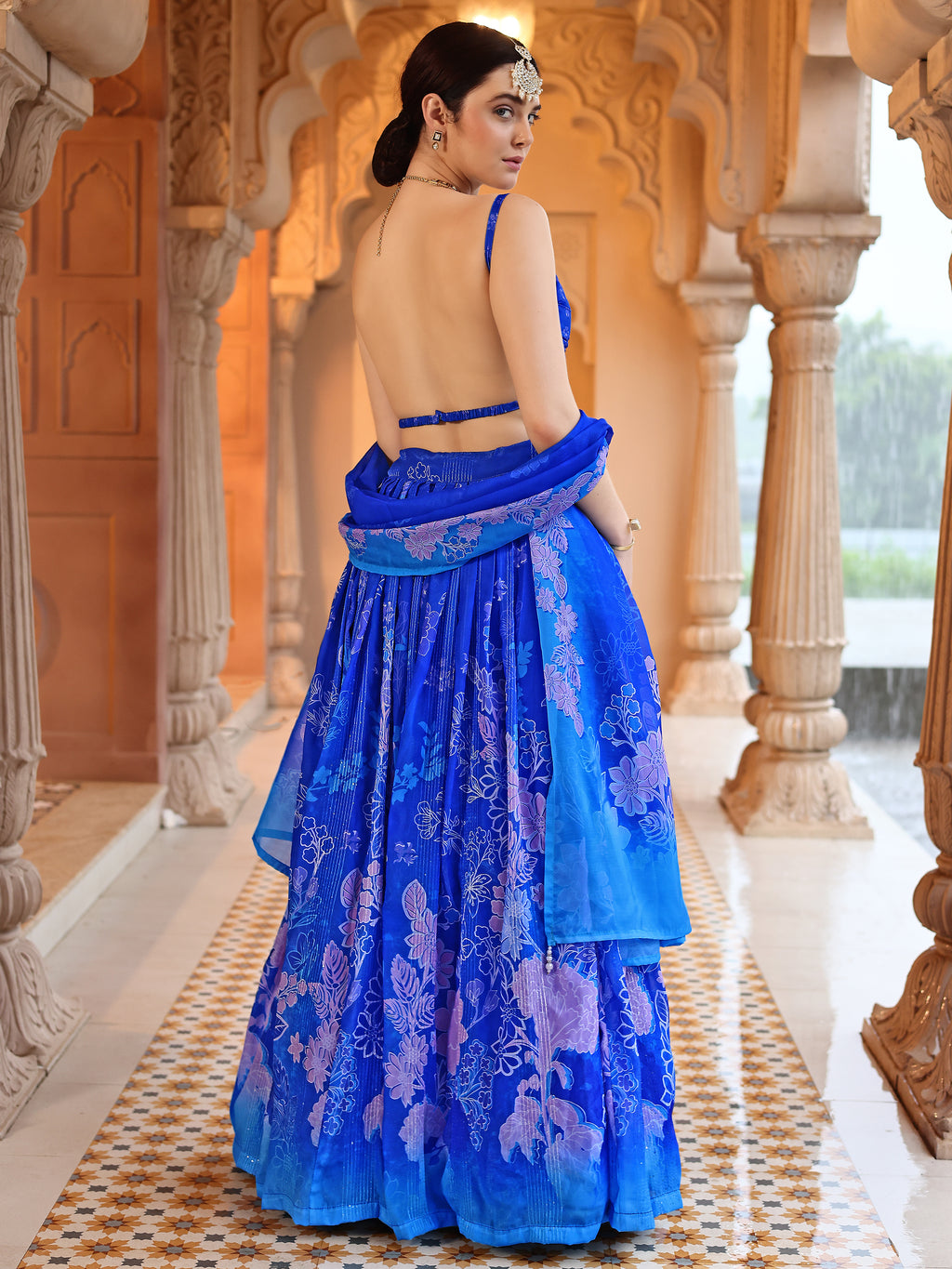 Ethnic Motifs And Embellished Blue Lehenga Choli