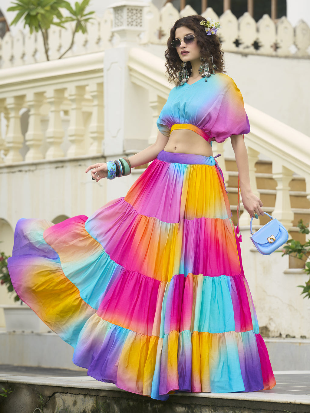 Women's Multi Chinon Lehengas