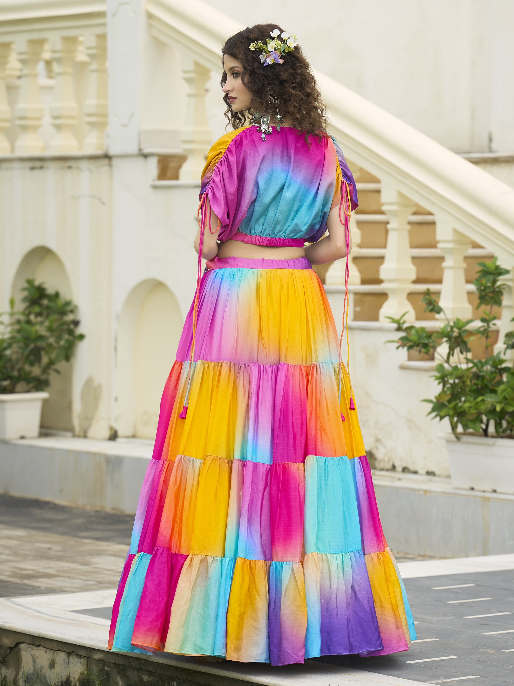 Women's Multi Chinon Lehengas