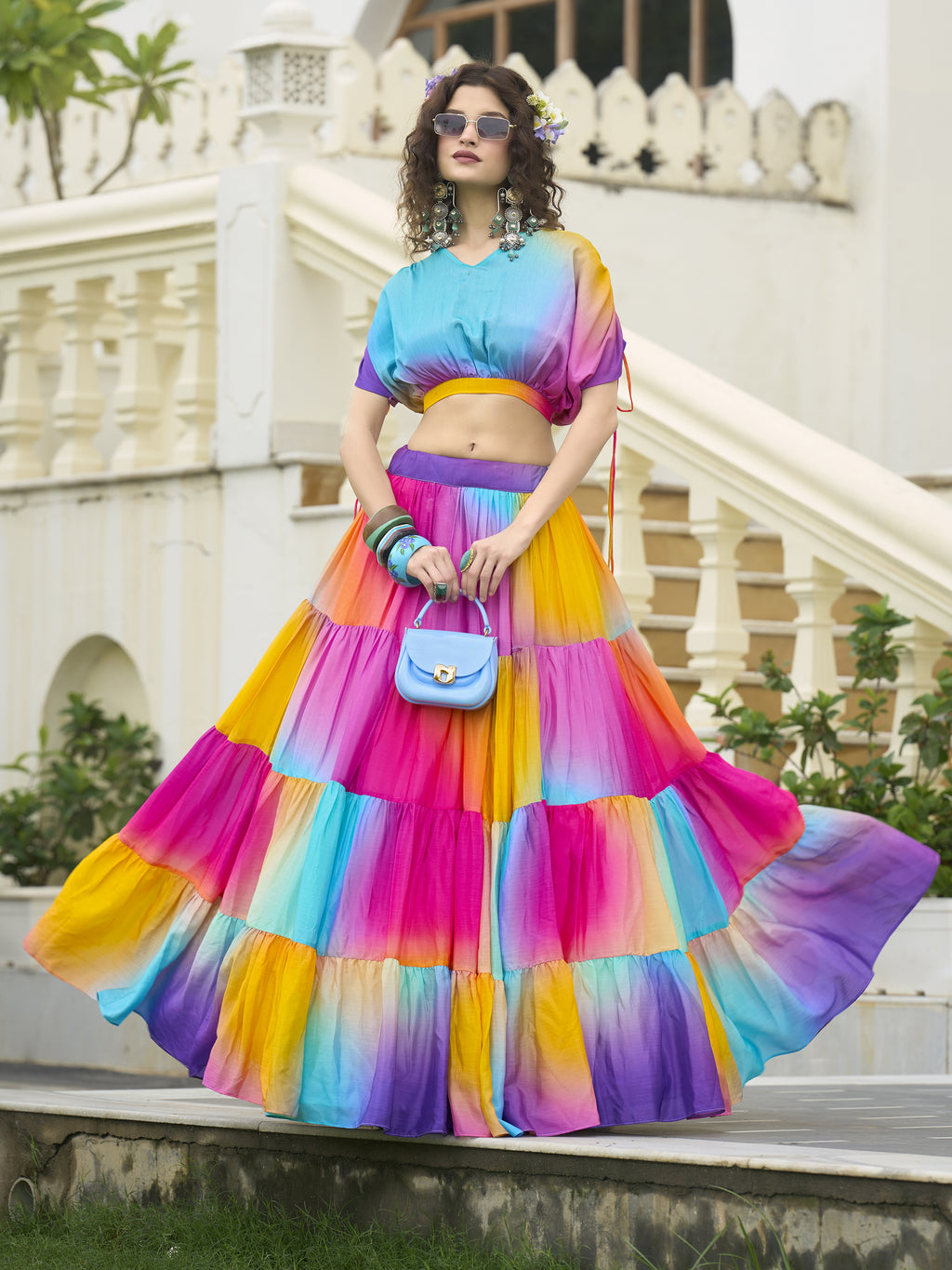 Women's Multi Chinon Lehengas