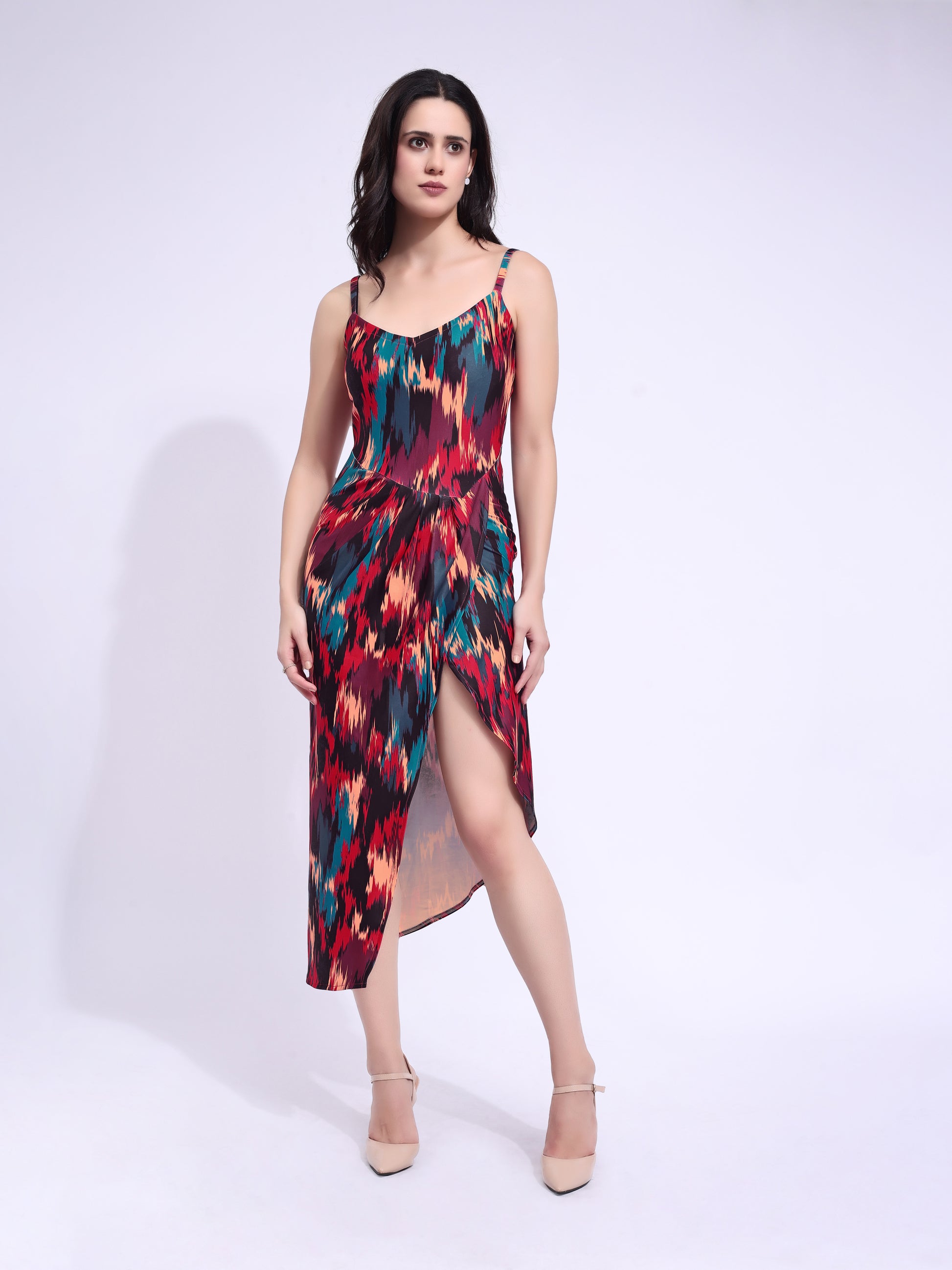 Women's Multi Printed Maxi  Sleeveless Dress