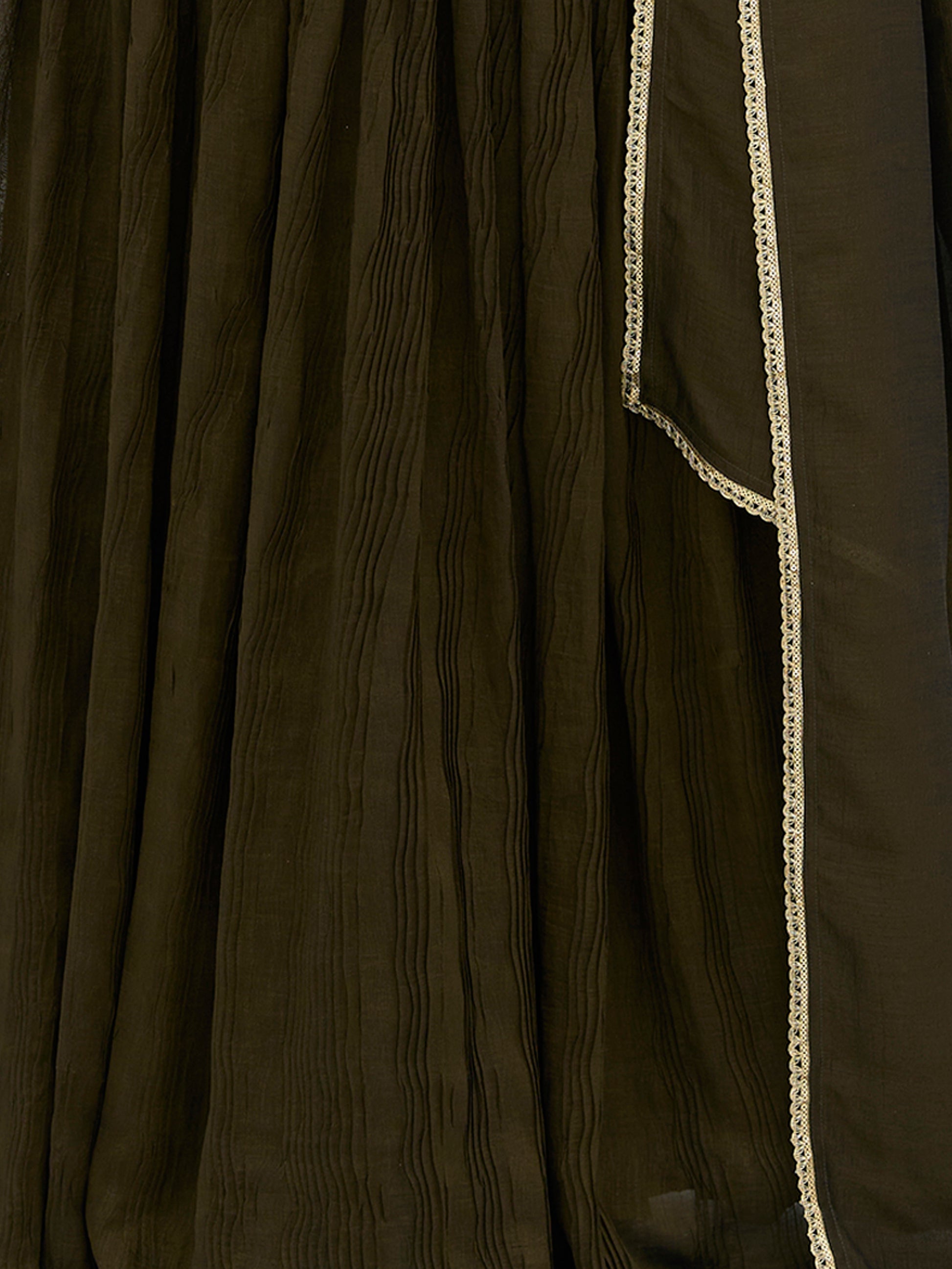 Women's Olive Silk Crape Lehengas